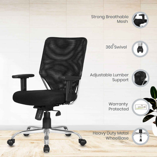 DECOIN Arch Royal Ergonomic Medium Back Premium Executive Office Chair Black