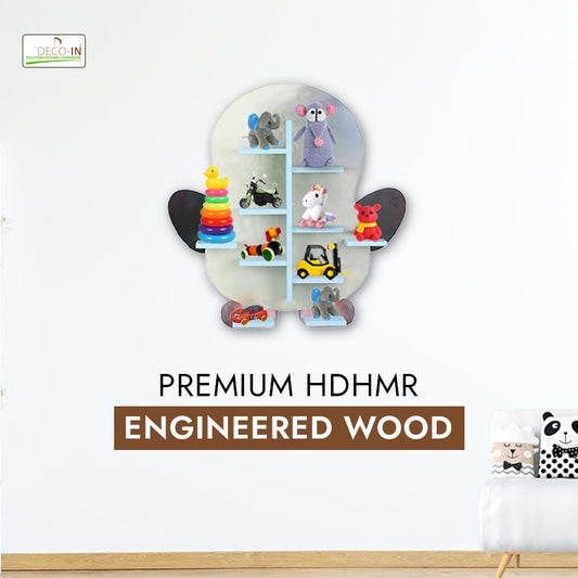DECOIN Penguin Shaped Kids Wall-Mounted Shelf Premium HDHMR Engineering Wood Floating Rack with Vibrant UV Printing for Nursery Bedroom & Playroom Décor