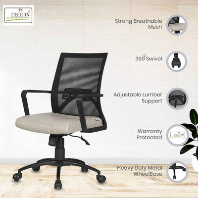 DECOIN Work Fit Ergonomic Medium Back Premium Executive Office Chair Combi