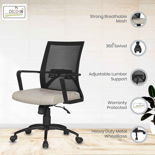 DECOIN Work Fit Ergonomic Medium Back Premium Executive Office Chair Combi