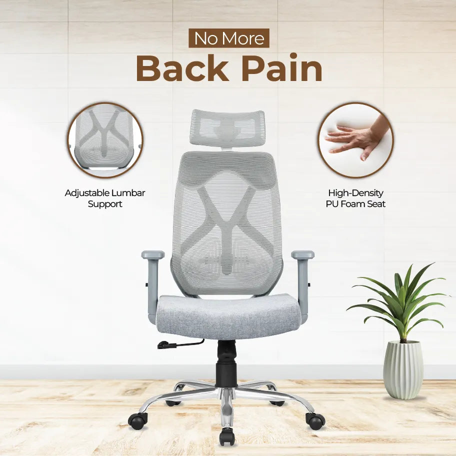 DECOIN Ergon Relax Ergonomic High Back Premium Executive Office Chair Grey Combi