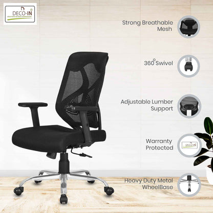 DECOIN Ergon Relax Ergonomic Medium Back Premium Executive Office Chair Black