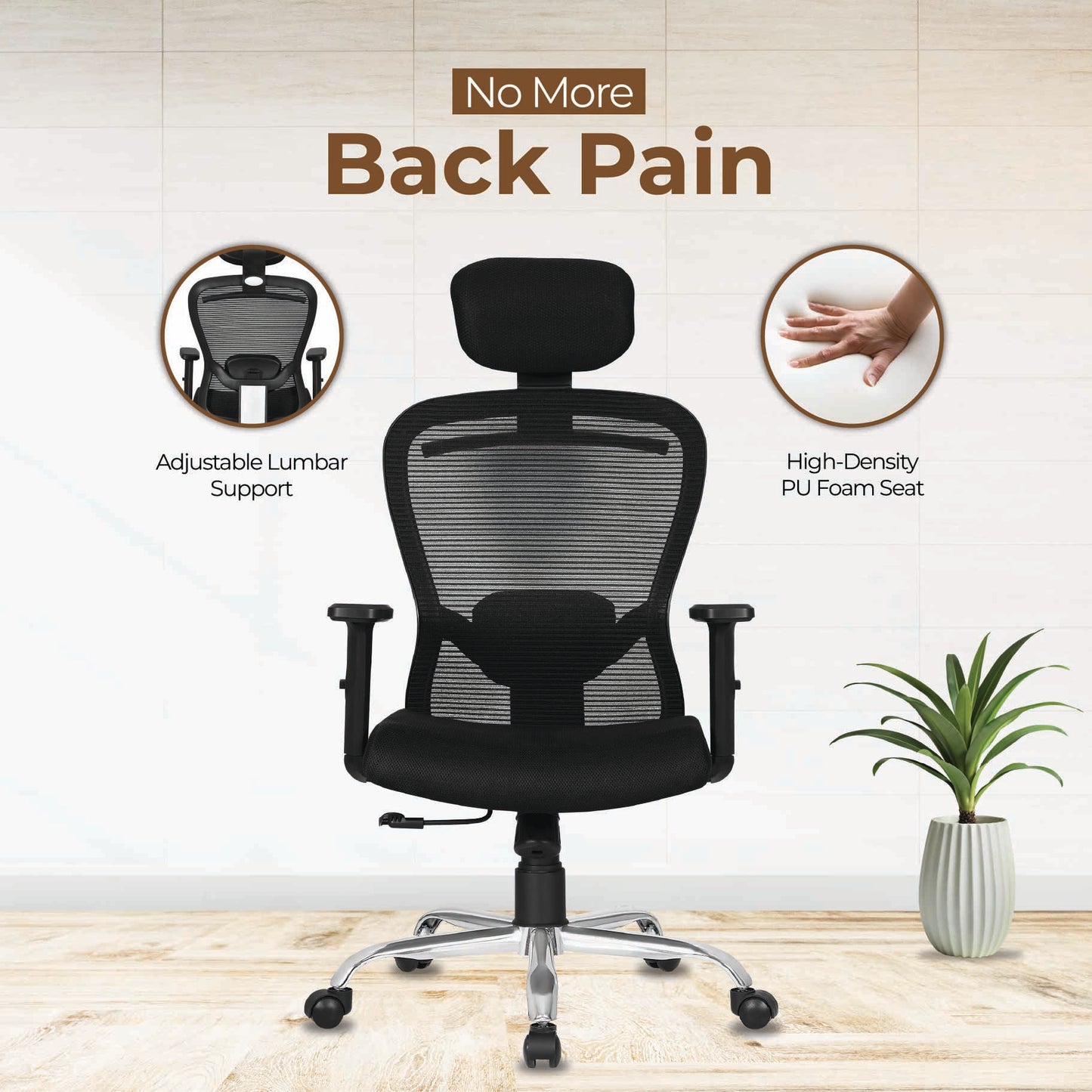 DECOIN Ergon Ergonomic High Back Premium Executive Office Chair Black