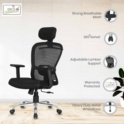 DECOIN Ergon Ergonomic High Back Premium Executive Office Chair Black
