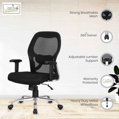 DECOIN Max Ergonomic Medium Back Premium Executive Office Chair Black