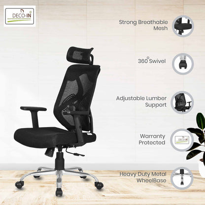 DECOIN Ergon Relax Ergonomic High Back Premium Executive Office Chair Black