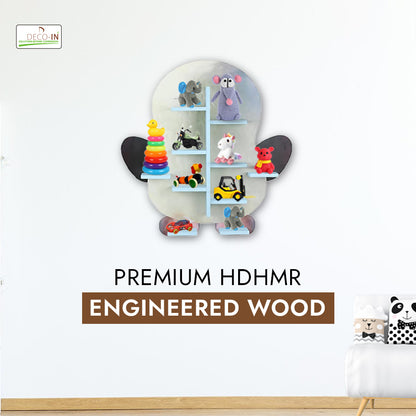 DECOIN Penguin Shaped Kids Wall-Mounted Shelf Premium HDHMR Engineering Wood Floating Rack with Vibrant UV Printing for Nursery Bedroom & Playroom Décor