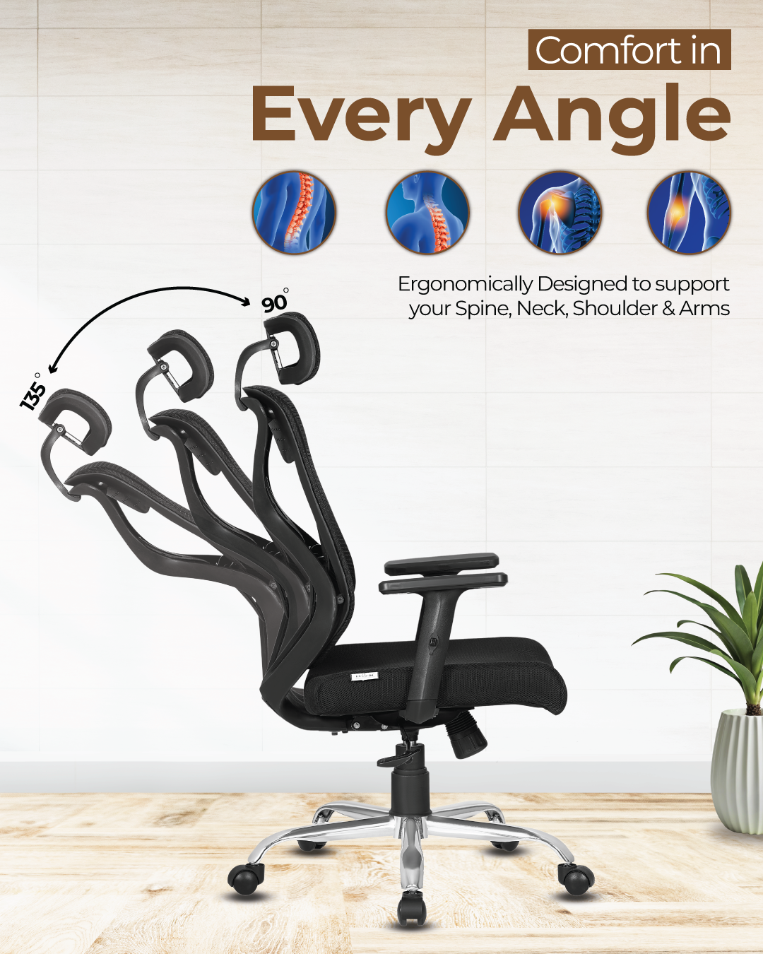 DECOIN Ergon Relax Ergonomic High Back Premium Executive Office Chair Black