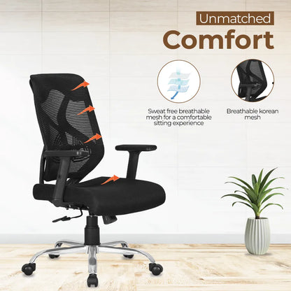 DECOIN Ergon Relax Ergonomic Medium Back Premium Executive Office Chair Black