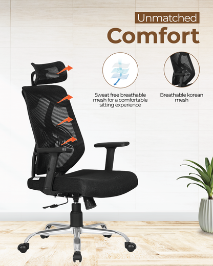 DECOIN Ergon Relax Ergonomic High Back Premium Executive Office Chair Black