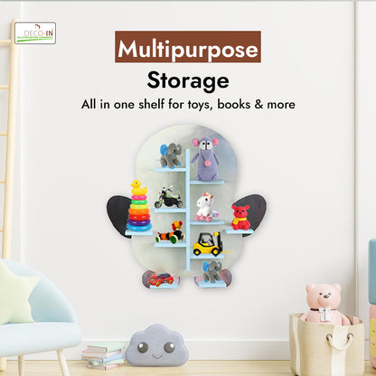 DECOIN Penguin Shaped Kids Wall-Mounted Shelf Premium HDHMR Engineering Wood Floating Rack with Vibrant UV Printing for Nursery Bedroom & Playroom Décor