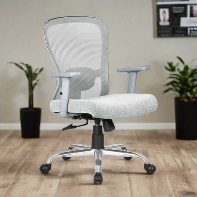 DECOIN Ergon Ergonomic Medium Back Premium Executive Office Chair Grey Combi